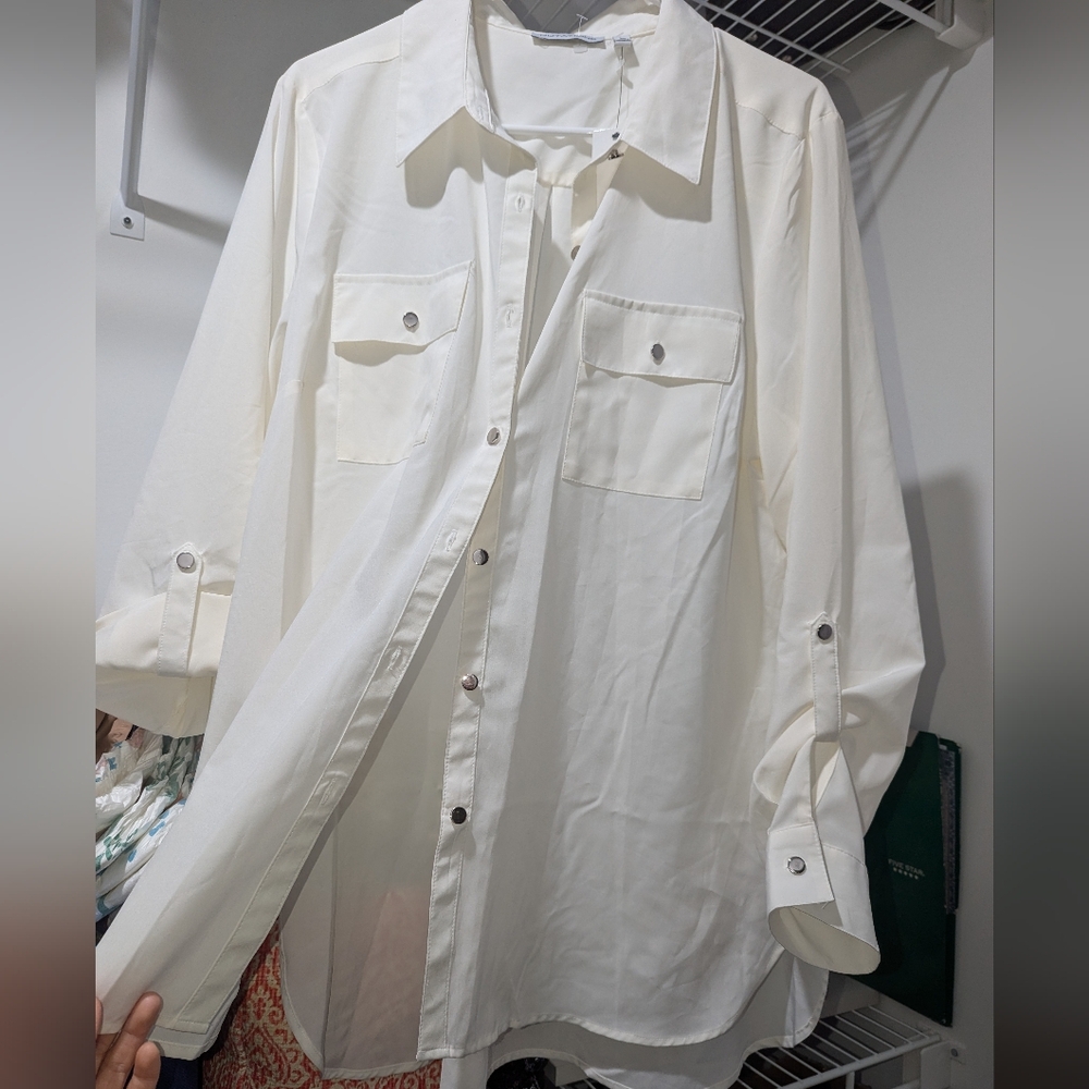 Notations button down blouse - Picture 2 of 8